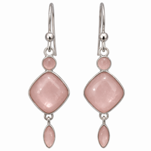 Sterling Dangle Earring With Rose Quartz