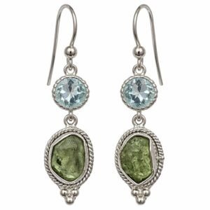 Rough Green Agate & Blue Topaz Earring RJRE650A
